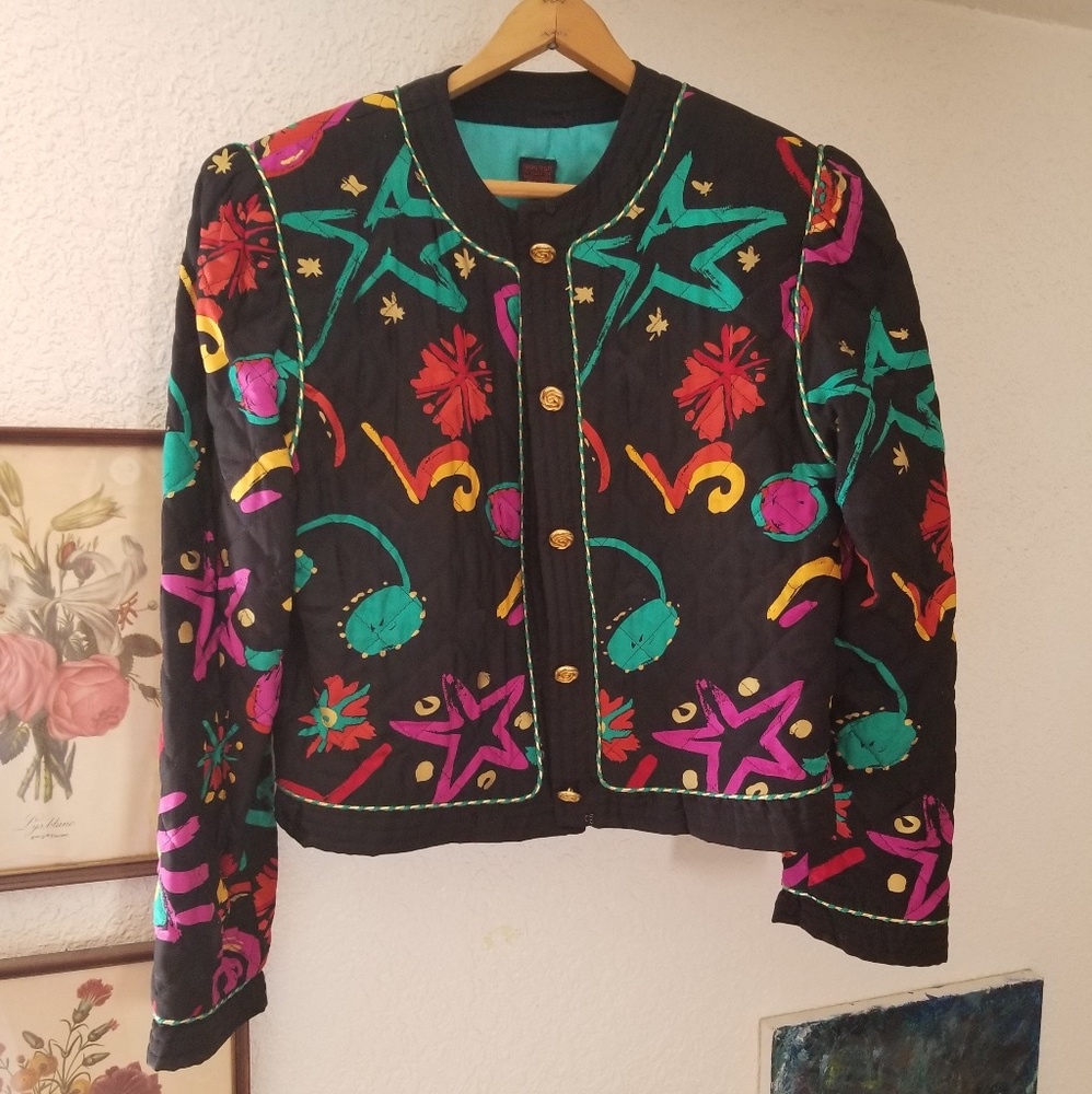 Vintage 80s jewel toned silk jacket